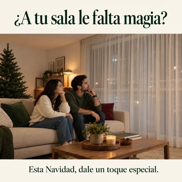 Sala navideña antes de instalar la cortina