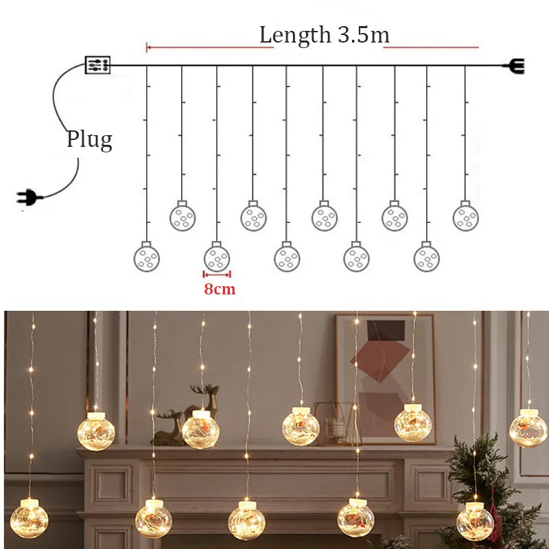 😍Cortinas de LUCES NAVIDEÑAS con BOLAS de FIGURAS🎅☃️