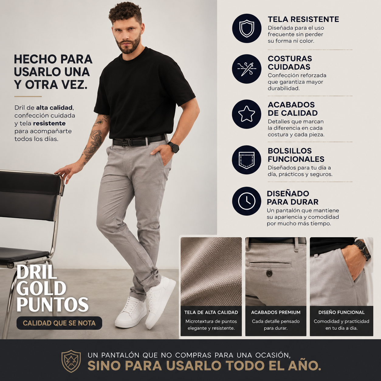 💥PANTALON DRIL PREMIUM MICROTEXTURIZADO👖