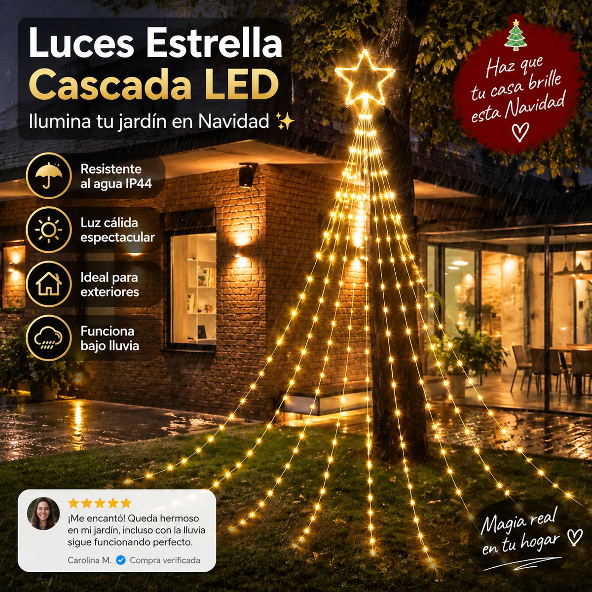 💖ESTRELLA 🌟 Cortina Luminosa🍃 3 Metros🤩