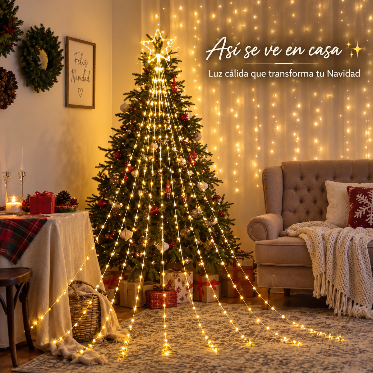💖ESTRELLA 🌟 Cortina Luminosa🍃 3 Metros🤩