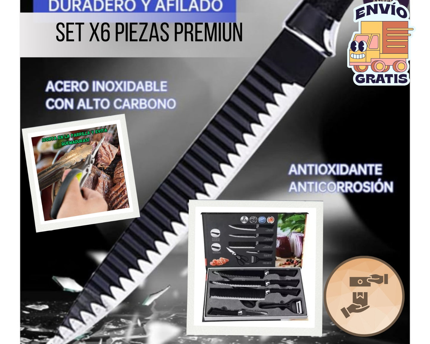 SET CUCHILLOS🔪PREMIUM X 6 PIEZAS😎