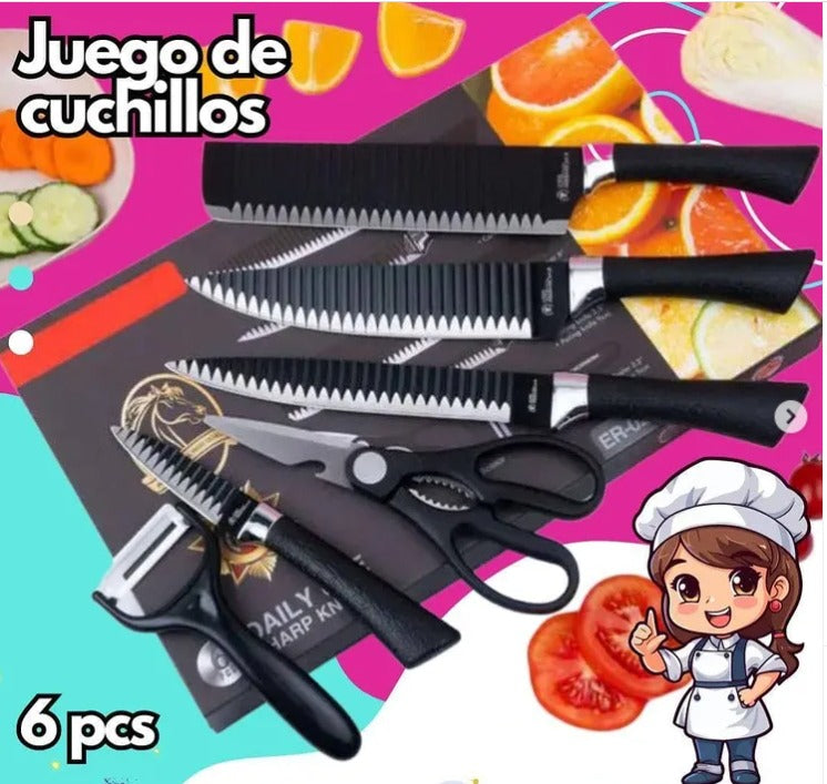 SET CUCHILLOS🔪PREMIUM X 6 PIEZAS😎