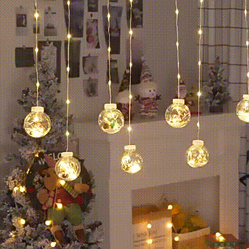 😍Cortinas de LUCES NAVIDEÑAS con BOLAS de FIGURAS🎅☃️