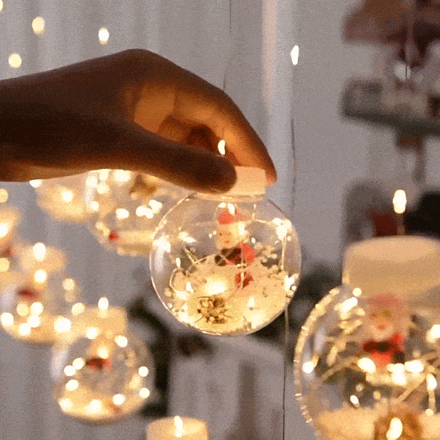 😍Cortinas de LUCES NAVIDEÑAS con BOLAS de FIGURAS🎅☃️