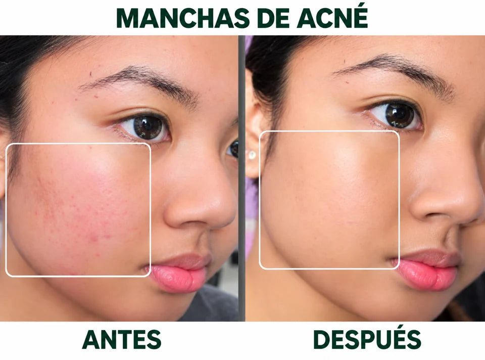 Comparación ilustrativa de manchas de acné